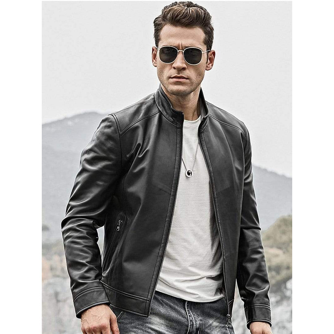 Men's Classic Motorcycle Leather Jacket - AMSEL LEATHERS