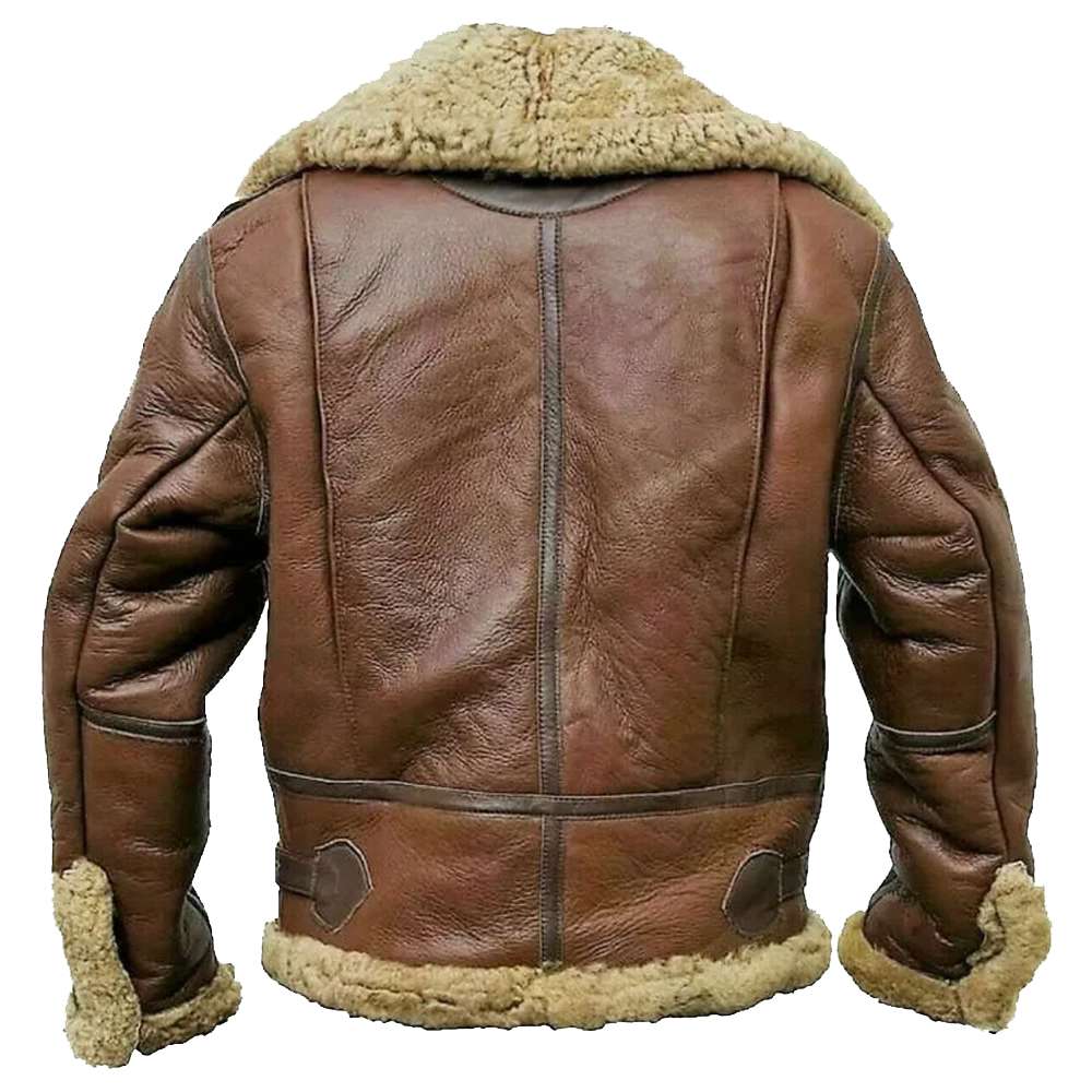 Mens RAF B3 Aviator Pilot Shearling Brown Bomber Leather Jacket - AMSEL LEATHERS