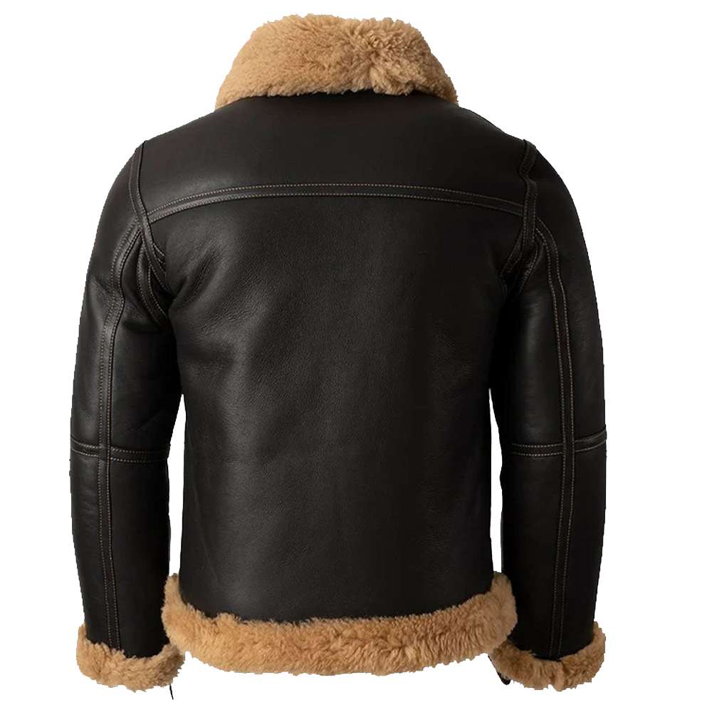 Mens Shearling Aviator B3 Bomber Leather Jacket - AMSEL LEATHERS