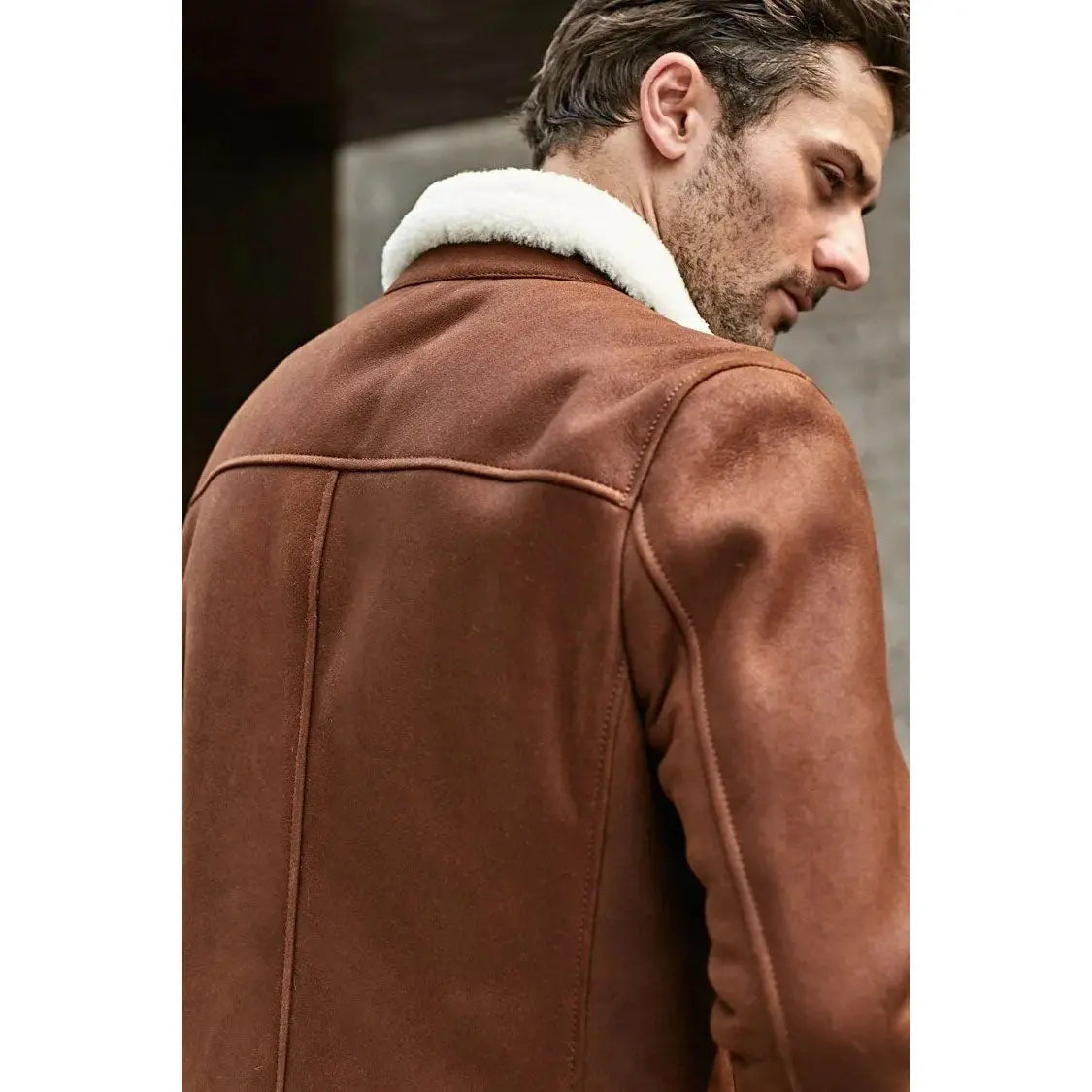 Men's B3 Shearling Jacket - Turn-Down Collar Winter Short Coat Amsel Leathers