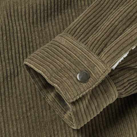 Khaki soft shearling corduroy jacket for men
