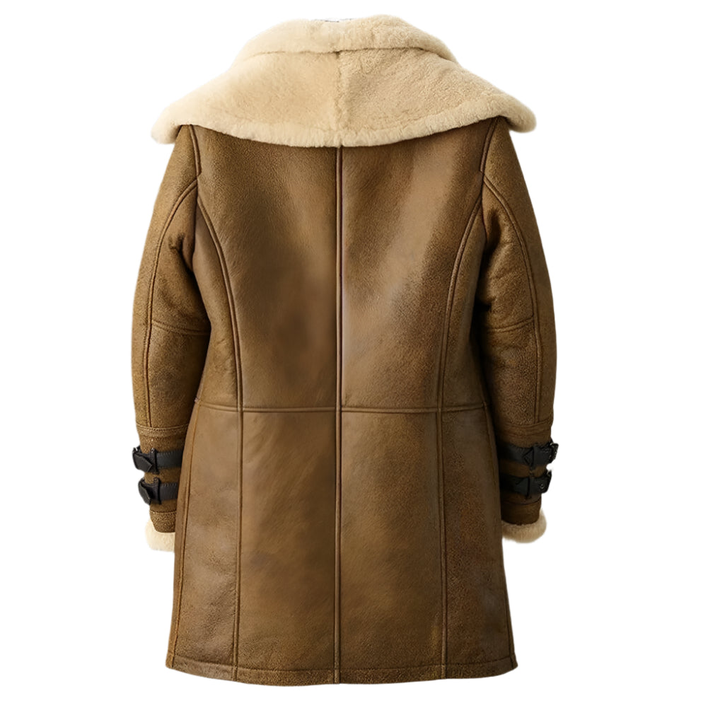 Men's Vintage Brown Shearling B7 Bomber Long Fur Coat - AMSEL LEATHERS