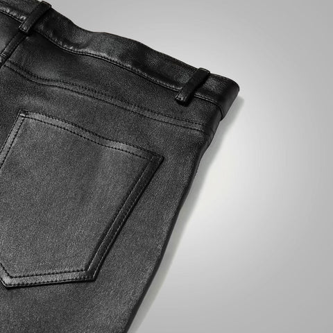 Men's Black Sheepskin Leather Pants – Armand