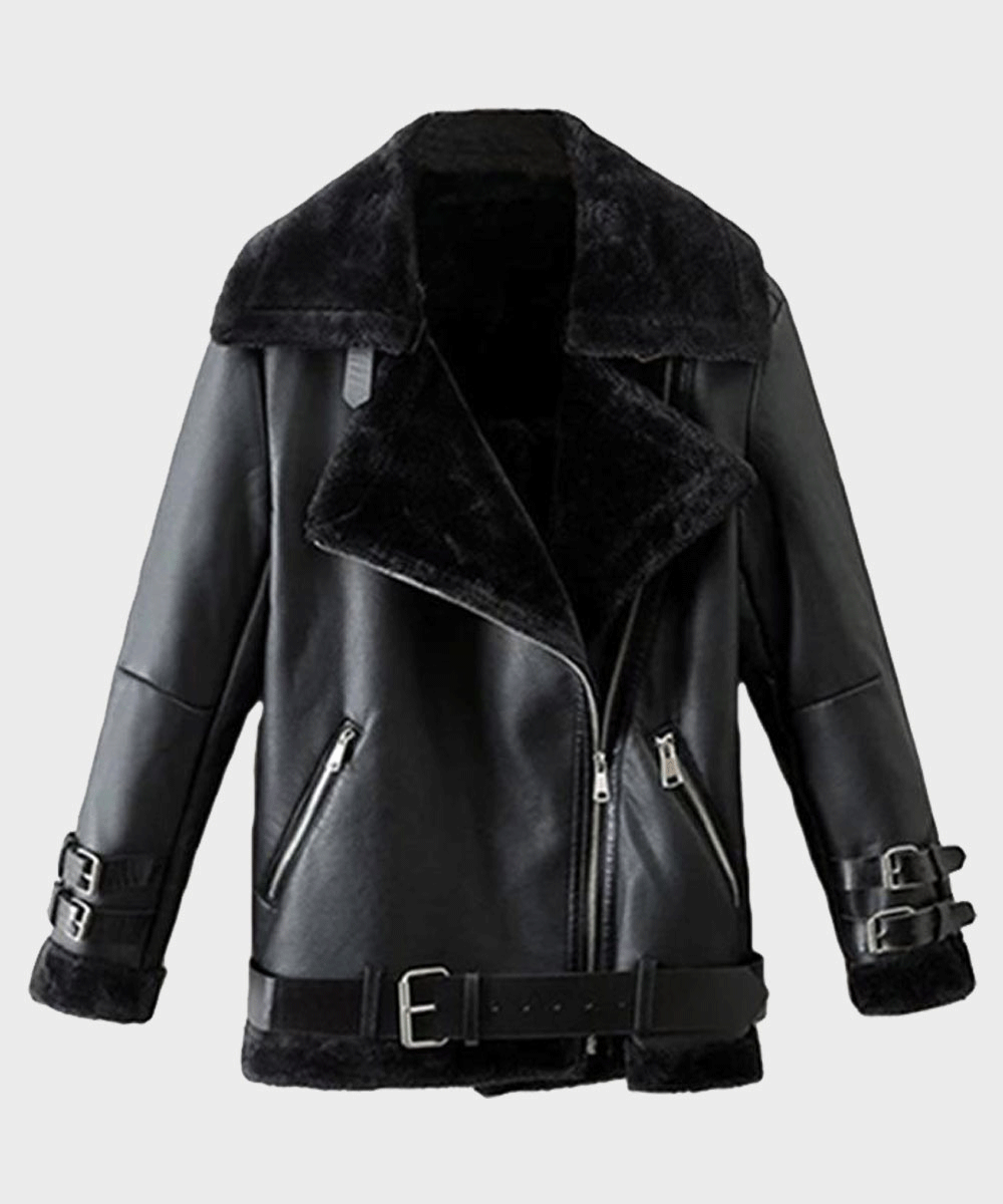 Men’s Black Shearling Winter Leather Jacket