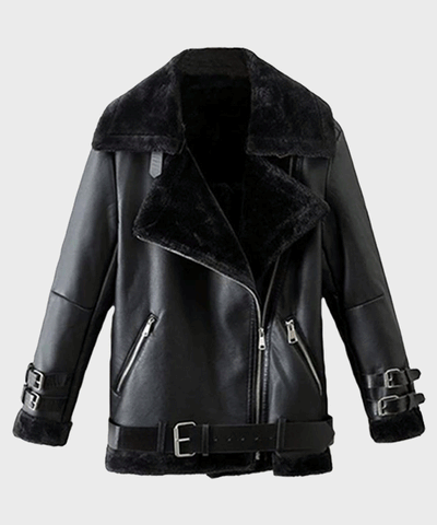 Men’s Black Shearling Winter Leather Jacket