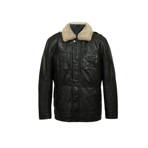 Mens Black Sheep Nappa Leather Coat