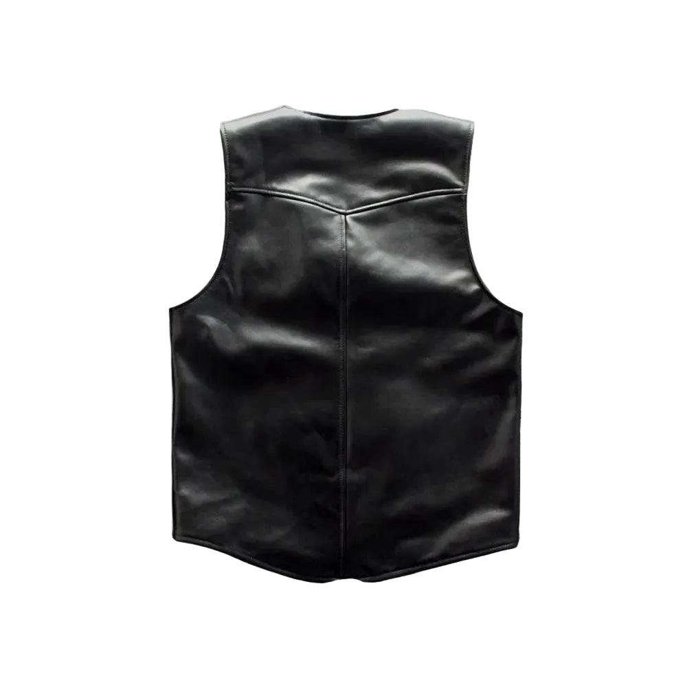 men's black sheepskin leather vest dorian side angle