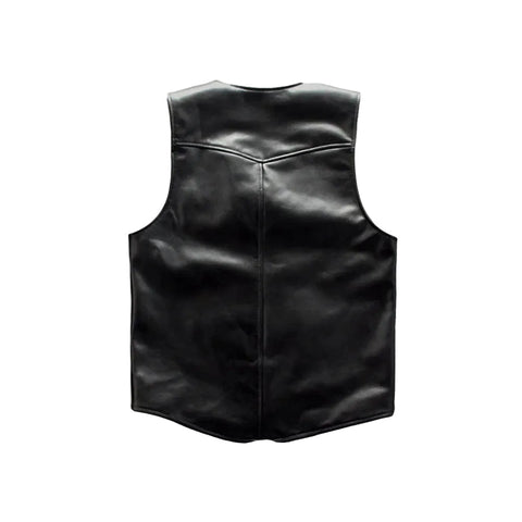 men's black sheepskin leather vest dorian side angle