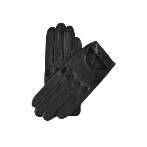 Mens Black Soft Faleible Leather Comfortable Lambskin Leather Driving Gloves