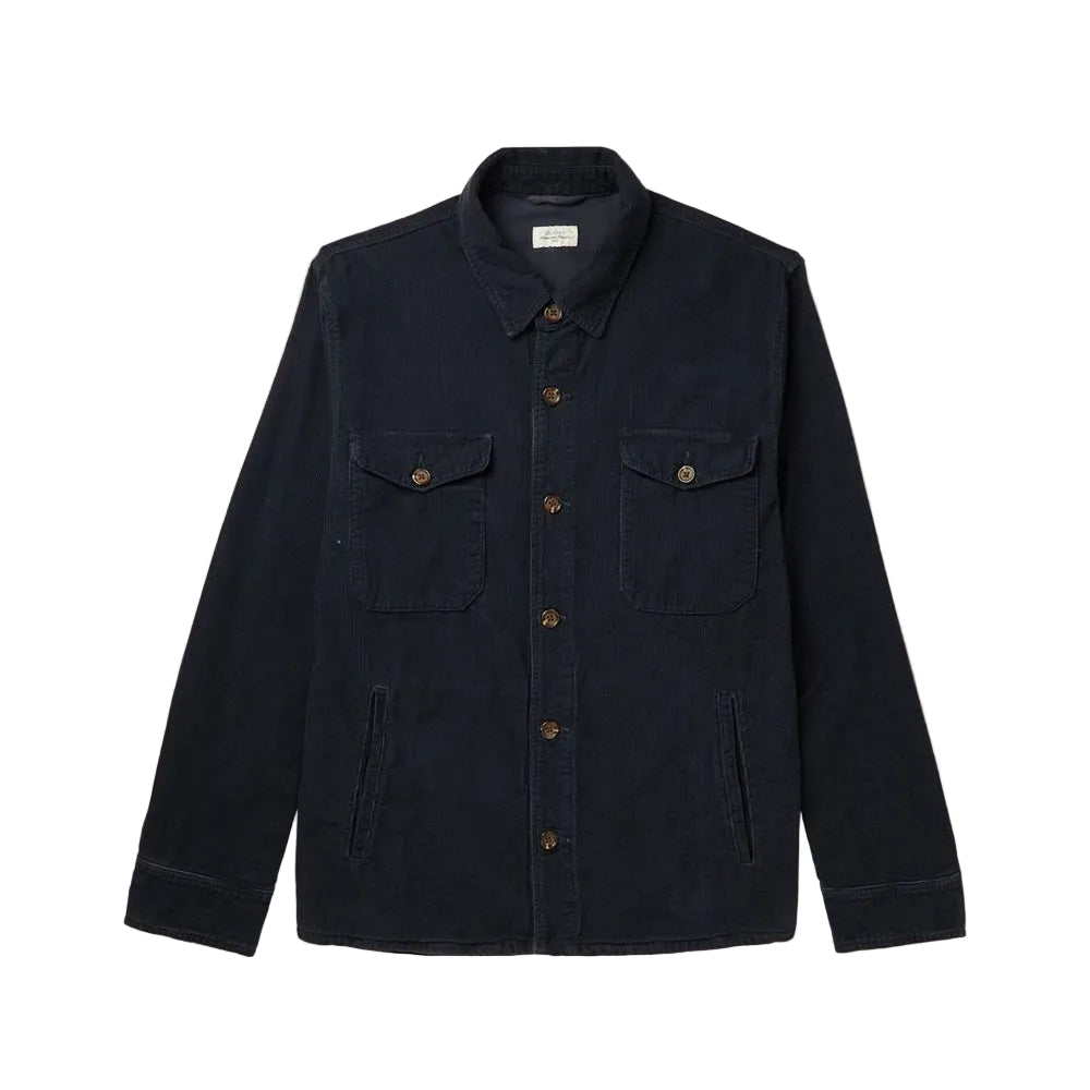 Mens Blue Cotton Blend Corduroy Jacket