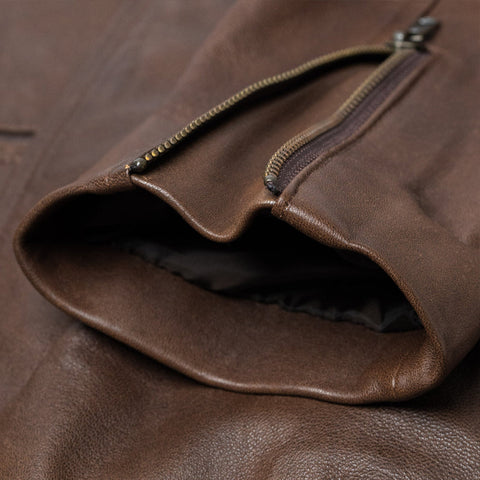 men's brown lambskin leather racer jacket henrik back view