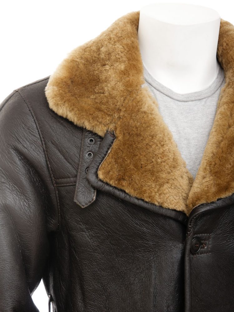 Mens Brown Lambskin Leather Winter Trench Coat