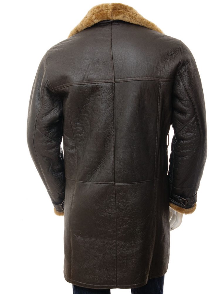 Mens Brown Lambskin Leather Winter Trench Coat