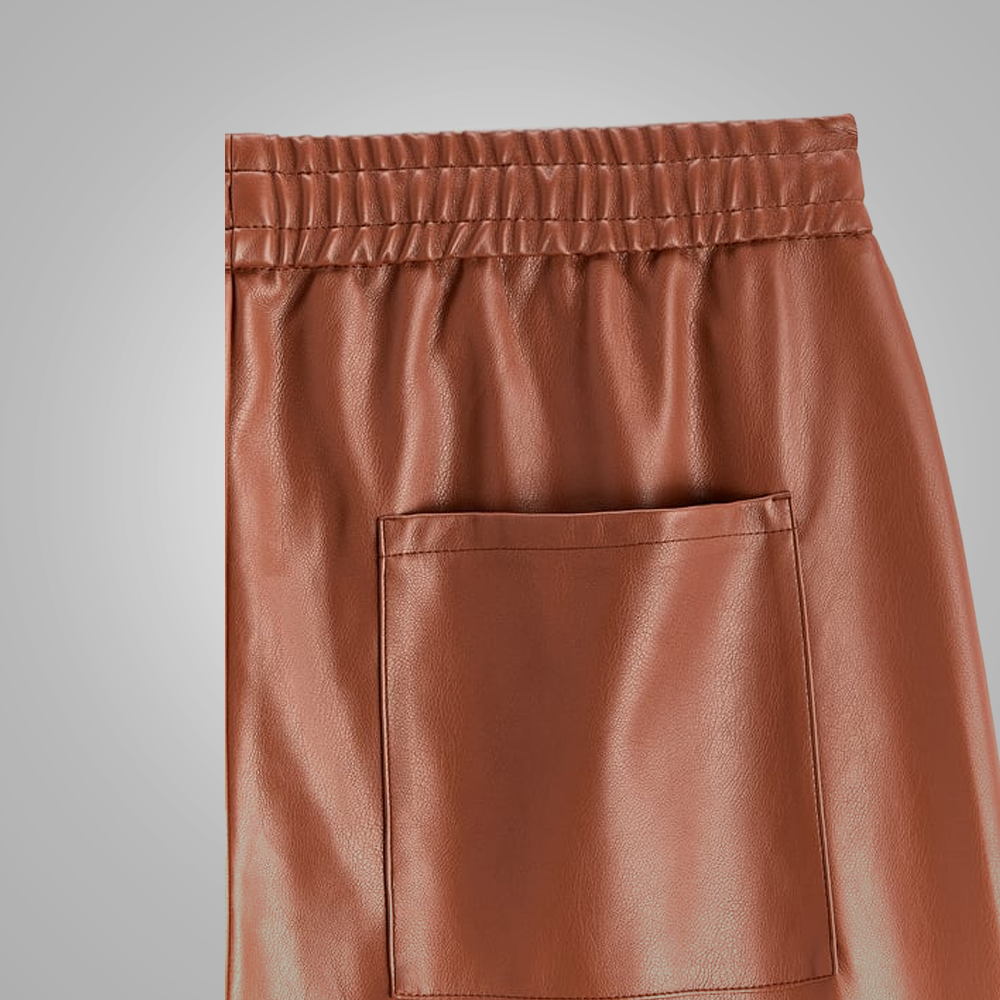 men's brown sheepskin leather pants adler back view