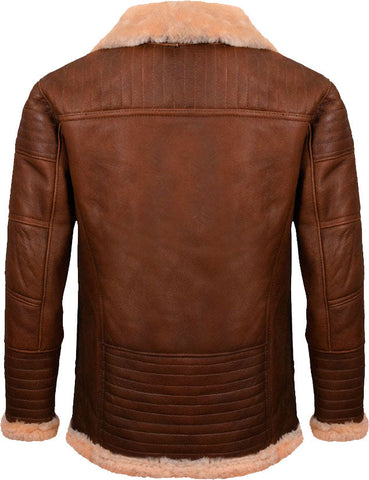 Mens Brown Nappa Leather Jacket With Fur
