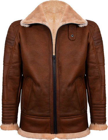 Mens Brown Nappa Leather Jacket With Fur