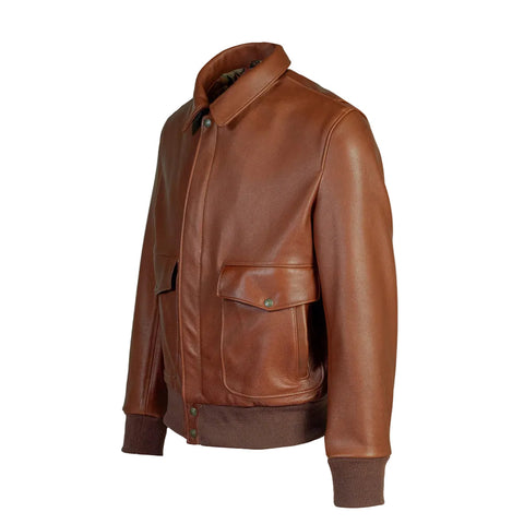 Mens Brown RAF Flying Leather Bomber Jacket