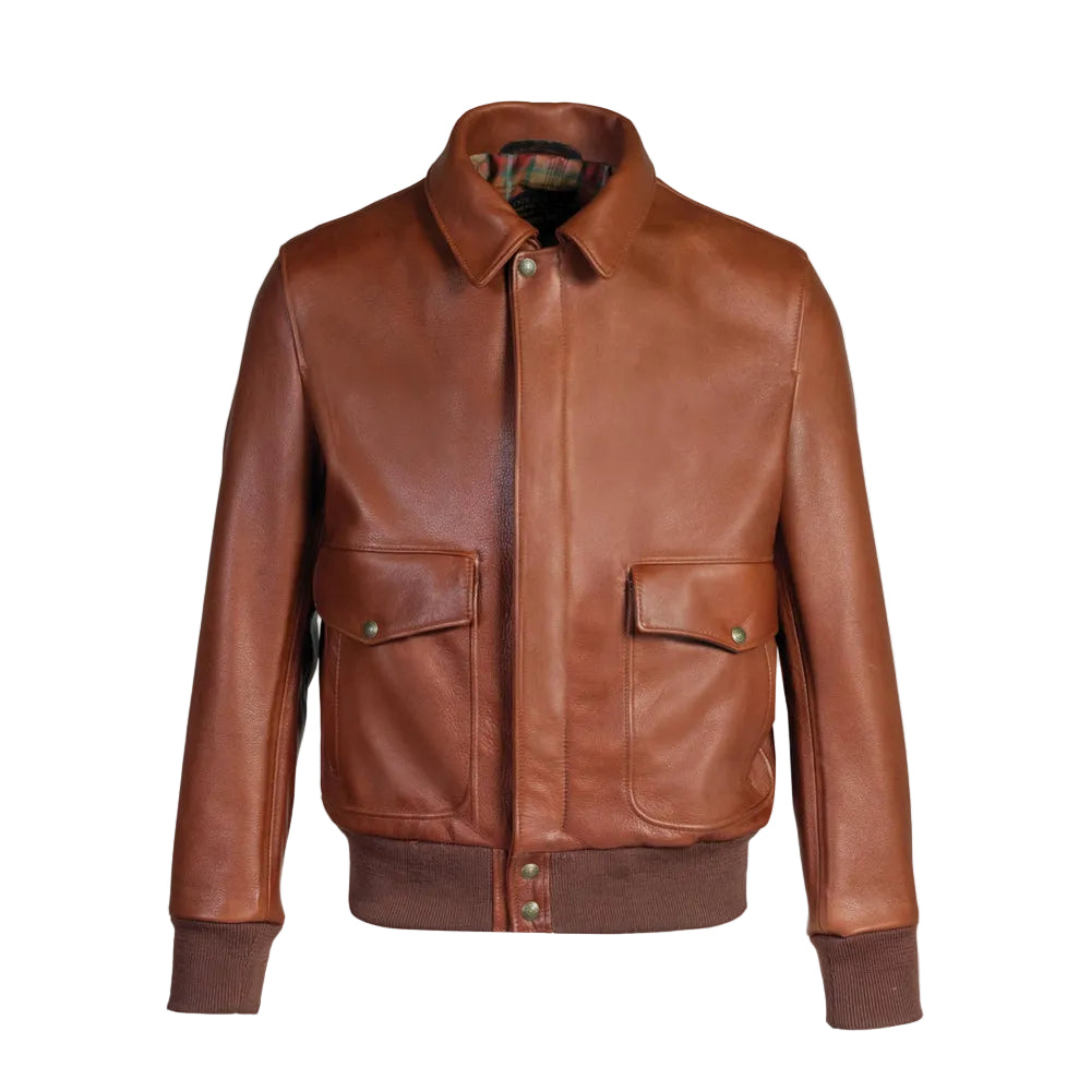 Mens Brown RAF Flying Leather Bomber Jacket