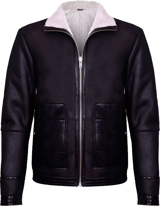 Mens Brown Soft Aviator Leather Jacket With Fur