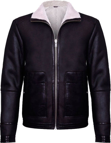 Mens Brown Soft Aviator Leather Jacket With Fur