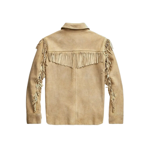 men's brown fringe suede leather jacket ronan side angle