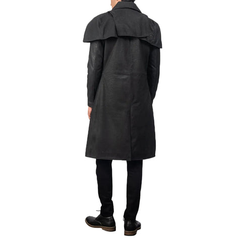 men's black sheepskin leather leather coat henrik side angle