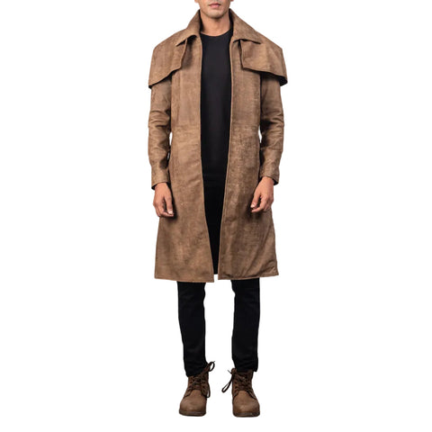 men's brown cowhide leather leather coat ronan front view