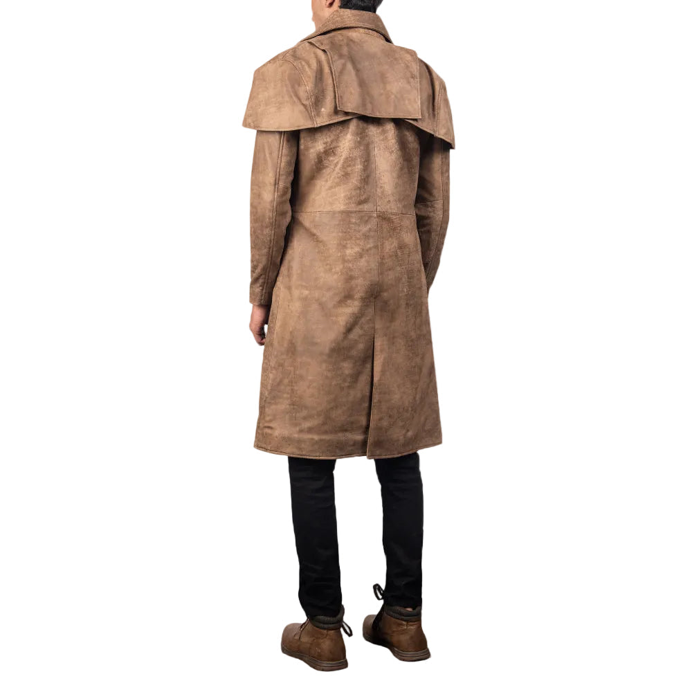men's brown cowhide leather leather coat ronan side angle