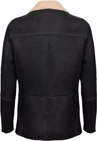 Mens Double Breasted Real Leather Jacket With Fur