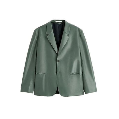 men's grey goatskin leather leather coat conrad front view