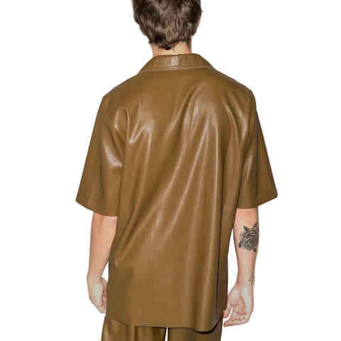 men's black leather shirt henrik side angle