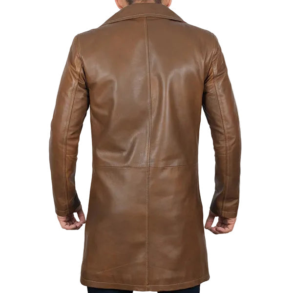 men's brown distressed leather leather coat alaric side angle
