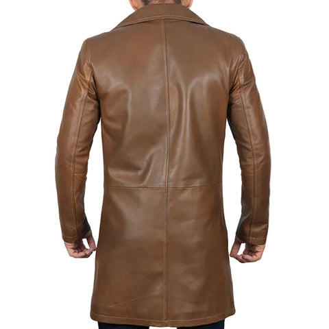 men's brown distressed leather leather coat alaric side angle