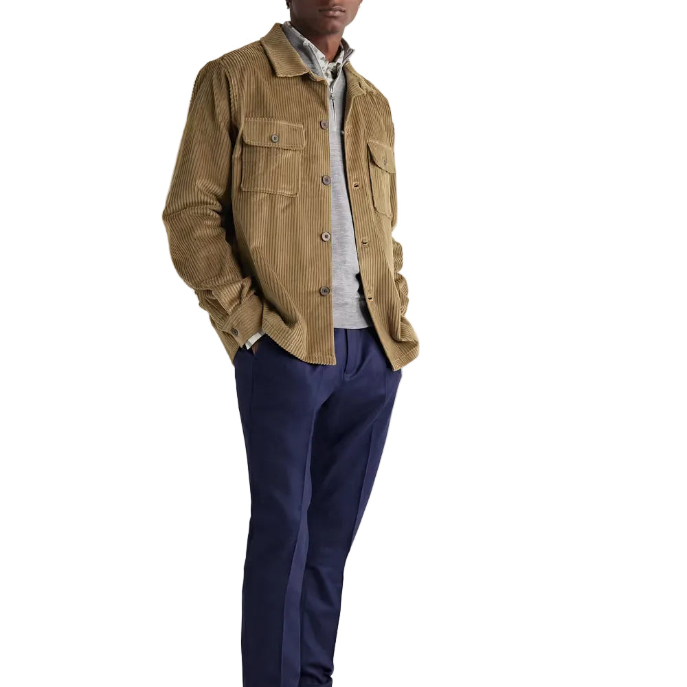 men's light brown leather shirt atlas side angle