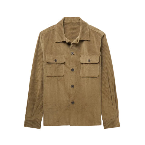 men's light brown leather shirt atlas front view