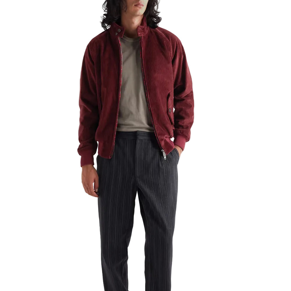 men's maroon leather bomber jacket henrik back view