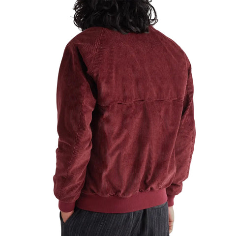 men's maroon leather bomber jacket henrik detail close up