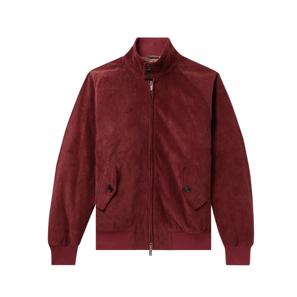 men's maroon leather bomber jacket henrik front view