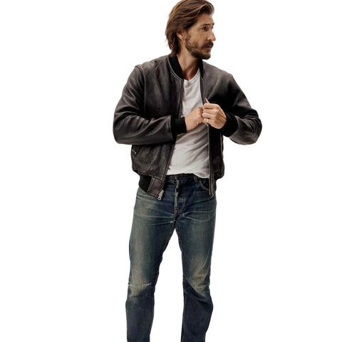 Mens Military A-1 Pilot Leather Bomber Jacket