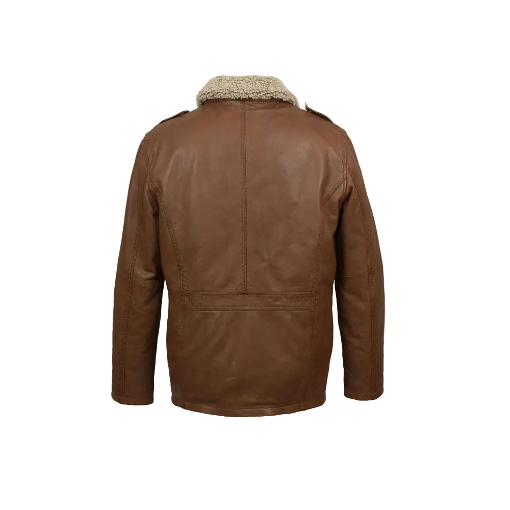 Mens Natural Brown Leather Blazer Jacket
