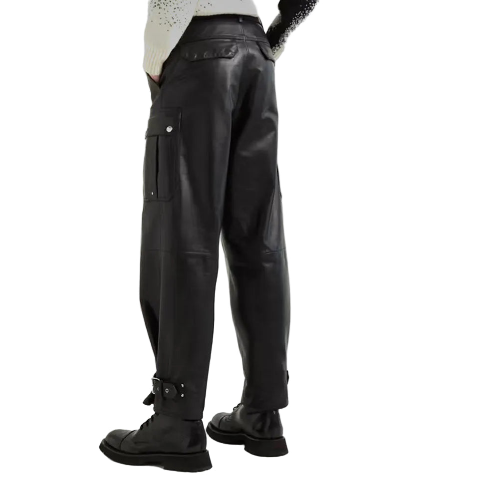 men's black leather pants henrik side angle