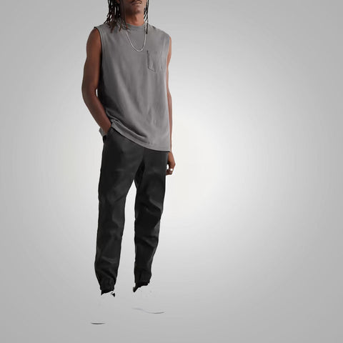 Mens New Style Black Sheep Skin Leather Pant