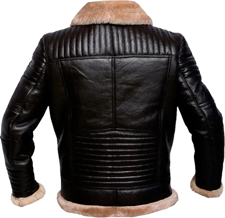 Mens Raf Brown Bomber Leather Jacket With Fur