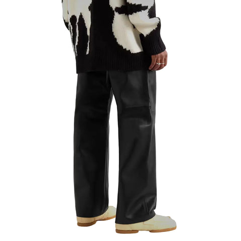men's black sheepskin leather pants cassian side angle