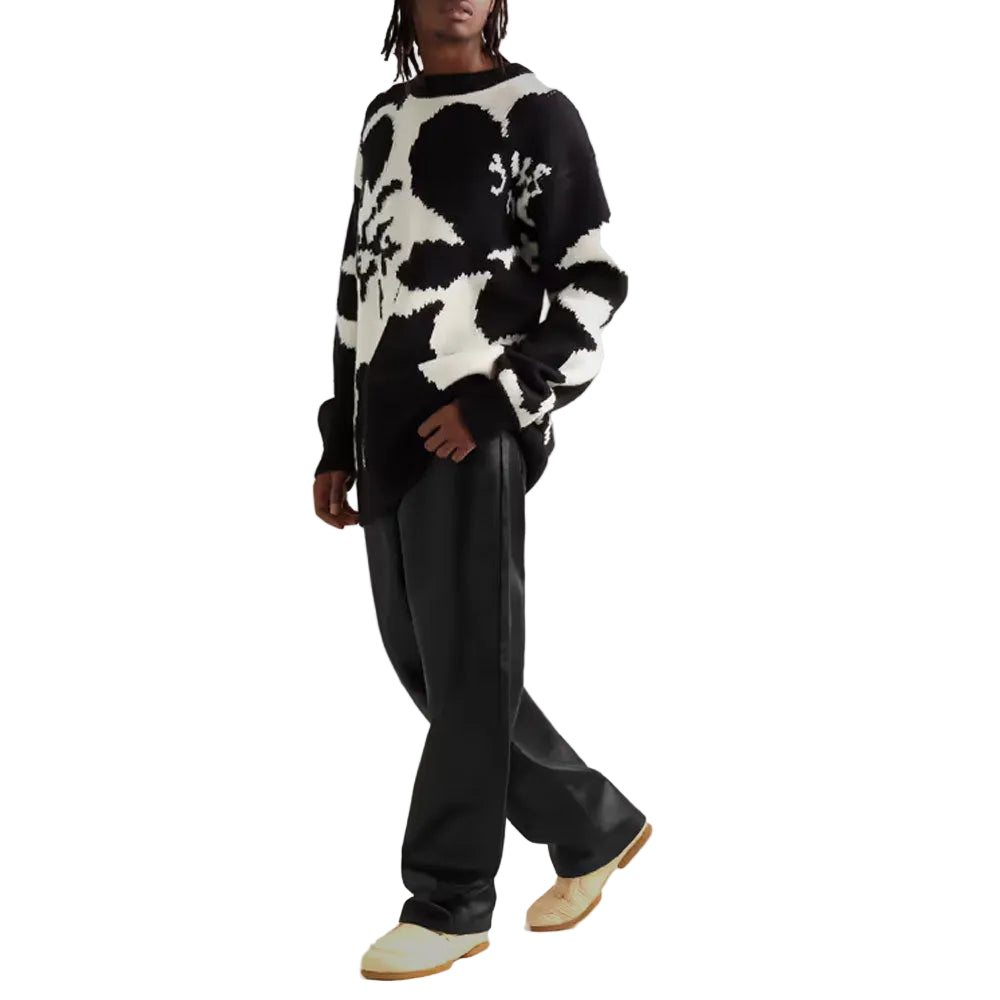men's black sheepskin leather pants cassian back view