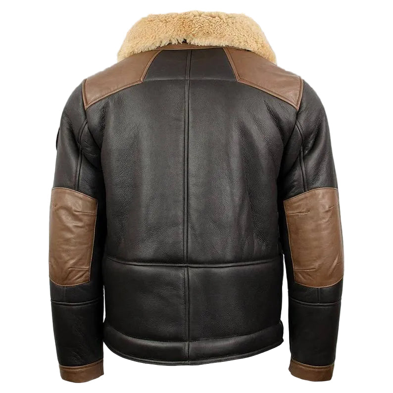 Mens Sheepskin Chocolate Black Bomber Jacket