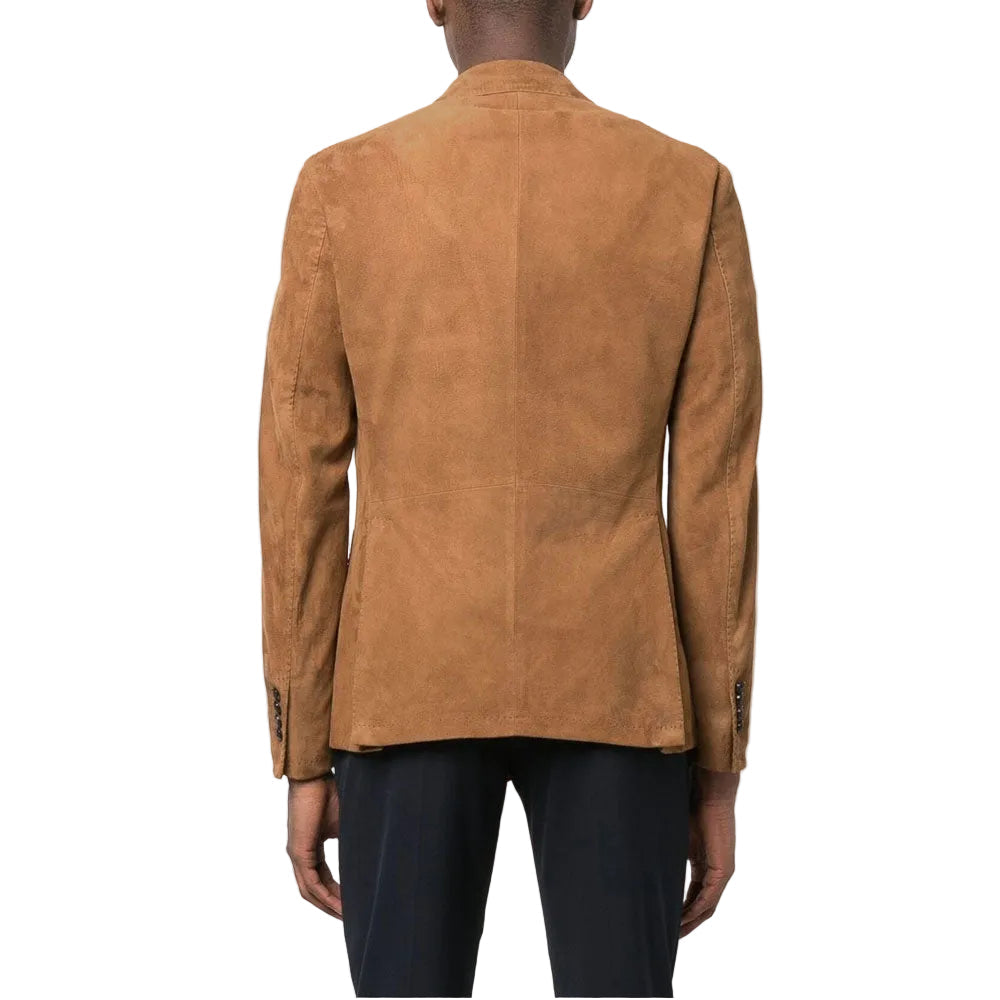 Mens Suede Double Breasted Leather Blazer