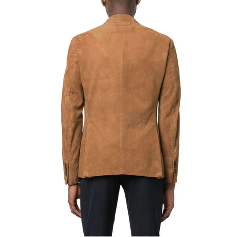 Mens Suede Double Breasted Leather Blazer