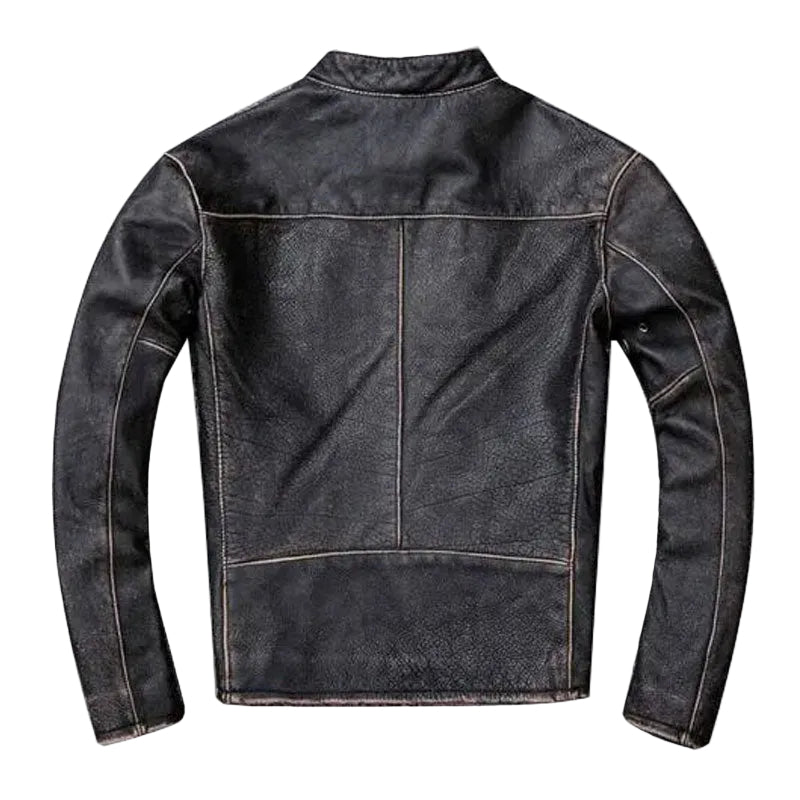 Mens Vintage Black Leather Motorcycle Jacket