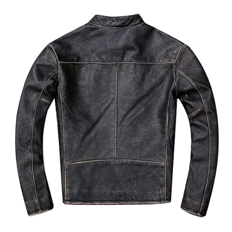 Mens Vintage Black Leather Motorcycle Jacket